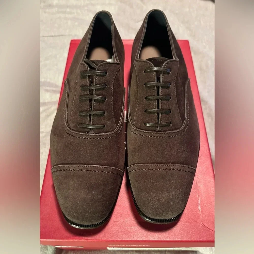 NIB Salvatore Ferragamo SEUL Cap Toe Oxfords Brown Size 6.5